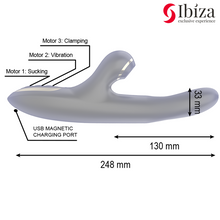 Carregar imagem no visualizador da galeria, Vibrador vaginal com movimento interno e estimulador de clitóris com ondas de pressão - Suction clamping vibrator