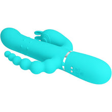 Carregar imagem no visualizador da galeria, Vibrador 4 em 1 - Vaginal com movimento sobe e desce + Estimulador de clitóris + Anal - Azul - Cammy - Pretty Love