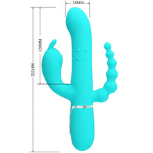 Carregar imagem no visualizador da galeria, Vibrador 4 em 1 - Vaginal com movimento sobe e desce + Estimulador de clitóris + Anal - Azul - Cammy - Pretty Love