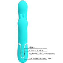 Carregar imagem no visualizador da galeria, Vibrador 4 em 1 - Vaginal com movimento sobe e desce + Estimulador de clitóris + Anal - Azul - Cammy - Pretty Love