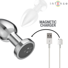 Carregar imagem no visualizador da galeria, Plug anal metálico com vibração e comando - 8.7cm - M - Intense
