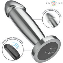 Carregar imagem no visualizador da galeria, Plug anal metálico com vibração e comando - 10cm - S - Intense
