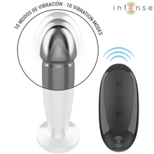 Carregar imagem no visualizador da galeria, Plug anal metálico com vibração e comando - 11.8cm - M - Intense