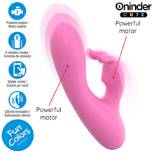 Carregar imagem no visualizador da galeria, Vibrador vaginal e ponto G com estimulador de clitóris com APP - Rosa - 14.5 cm - Oninder