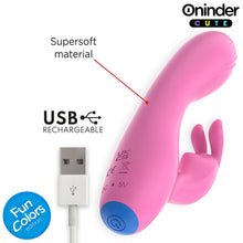Carregar imagem no visualizador da galeria, Vibrador vaginal e ponto G com estimulador de clitóris com APP - Rosa - 14.5 cm - Oninder