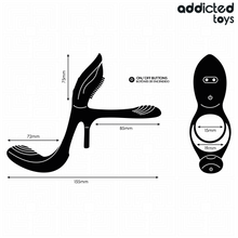 Carregar imagem no visualizador da galeria, Vibrador para casal/engrossador de pénis com estimulador de clitóris, anel duplo para pénis e testículos e comando - Clitorial stimulator ring -Addicted Toys