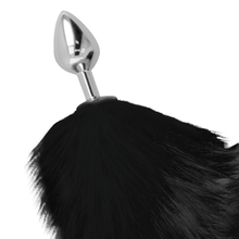 Carregar imagem no visualizador da galeria, Plug anal metálico com cauda de raposa preta - Black furry tail butt plug - Darkness