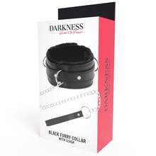 Carregar imagem no visualizador da galeria, Coleira e trela - Black furry collar with leash - Darkness