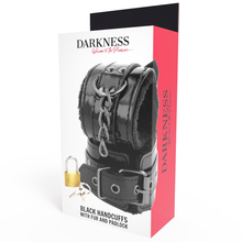 Carregar imagem no visualizador da galeria, Algemas para pulsos com cadeado - Black handcuffs with fur and padlock - Darkness