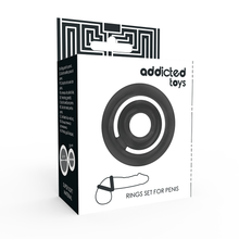 Carregar imagem no visualizador da galeria, Anel duplo para pénis e testículos - Preto - Rings Set For Penis - Addicted Toys
