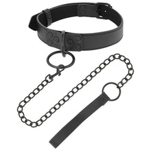 Carregar imagem no visualizador da galeria, Coleira e trela - Thin full black collar with leash - Darkness