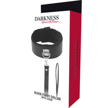 Carregar imagem no visualizador da galeria, Coleira e trela - Black furry collar with leash - Darkness