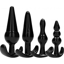 Carregar imagem no visualizador da galeria, Conjunto de 4 plugs anais pretos - Anal plug set 4 pieces - Addicted Toys