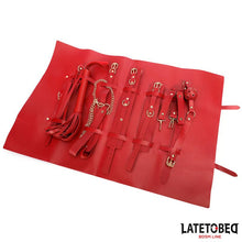 Carregar imagem no visualizador da galeria, Kit BDSM com 7 peças e bolsa de armazenamento - Vermelho - Latetobed