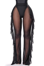 Carregar imagem no visualizador da galeria, Calças pretas transparentes com folhos