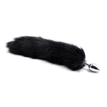 Carregar imagem no visualizador da galeria, Plug anal metálico com cauda de raposa preta - Faux fur fox tail