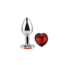 Carregar imagem no visualizador da galeria, Plug anal metálico coração com brilhante - Vermelho - S - Afterdark