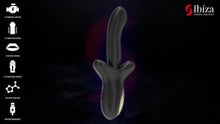 Carregar e reproduzir vídeo no visualizador da galeria, Vibrador vaginal com movimento sobe e desce e estimulador de clitóris com efeito mordida - Biting and thrusting vibrator