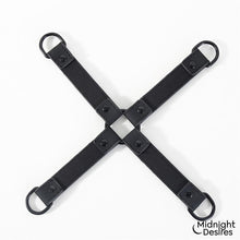 Carregar imagem no visualizador da galeria, Algemas em cruz para pulsos e tornozelos - Hogtie cross bar hand & ankle cuffs - Midnight Desires