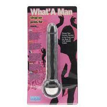 Carregar imagem no visualizador da galeria, Strap-on - Dildo para dupla penetração - 18 cm - Preto - What’A Man