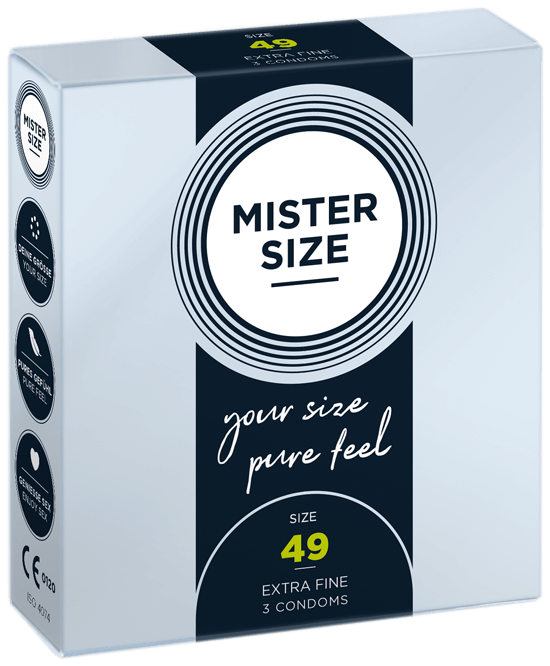 Preservativos Extra Finos Pure Feel - tam. 49- 3un - Mister Size