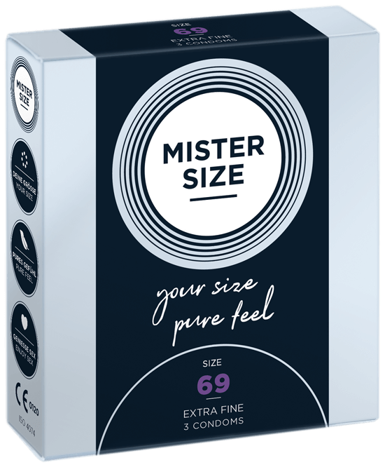 Preservativos Extra Finos Pure Feel - tam. 69 - 3un - Mister Size