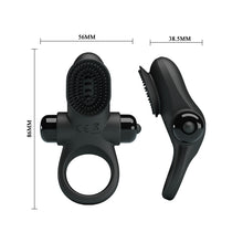 Carregar imagem no visualizador da galeria, Anel peniano vibratório com estimulador de clitóris texturizado - PRETTY LOVE Ring II