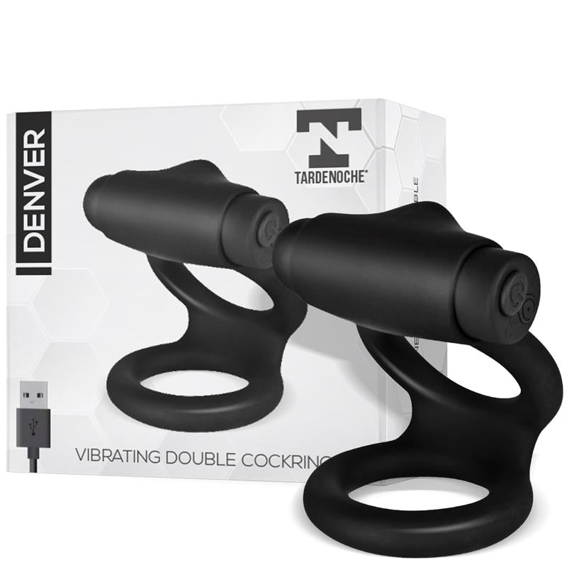 Anel duplo vibratório para pénis e testículos - recarregável - DENVER - Tardenoche