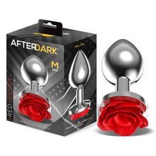 Carregar imagem no visualizador da galeria, Plug anal metálico com rosa vermelha - Red silver -  M - Afterdark
