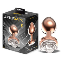 Carregar imagem no visualizador da galeria, Plug anal metálico com rosa branca - White rosegold - S - Afterdark
