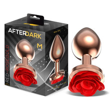 Carregar imagem no visualizador da galeria, Plug anal metálico com rosa vermelha - Red rosegold - M - Afterdark
