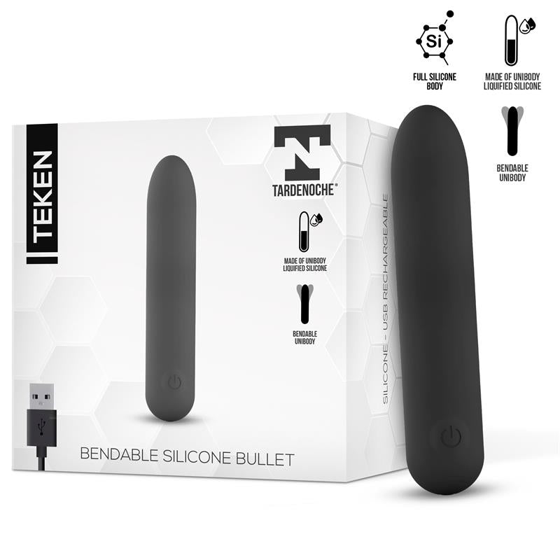 Bala vibratória - Recarregável - 9cm - Preto - Teken - Tardenoche