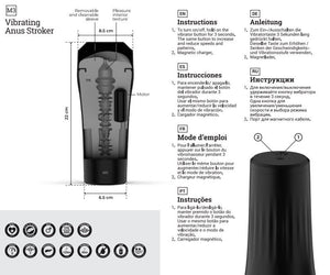 Masturbador recarregável com vibração - Ânus - M3 - Virgite