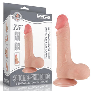 Dildo deslizante com dupla camada 7.5” - Bege - 19.5 cm - Sliding Skin - LoveToy