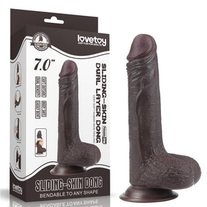 Dildo deslizante com dupla camada 7” - Castanho - 18 cm - Sliding Skin - LoveToy