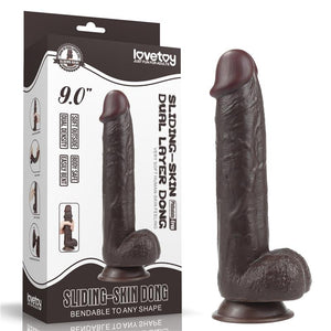 Dildo deslizante com dupla camada 9” - Castanho - 23.5 cm - Sliding Skin - LoveToy