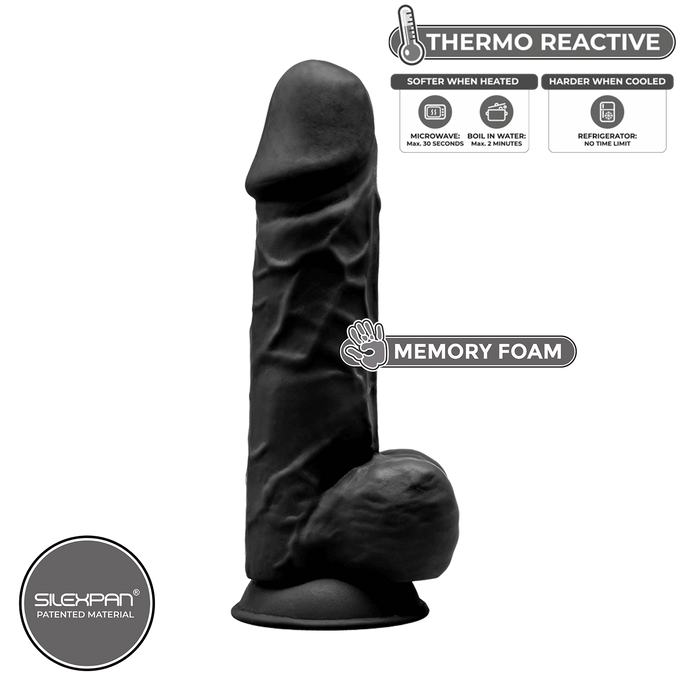 Dildo Realístico termo-reativo - 21.5cm - Preto - SilexD
