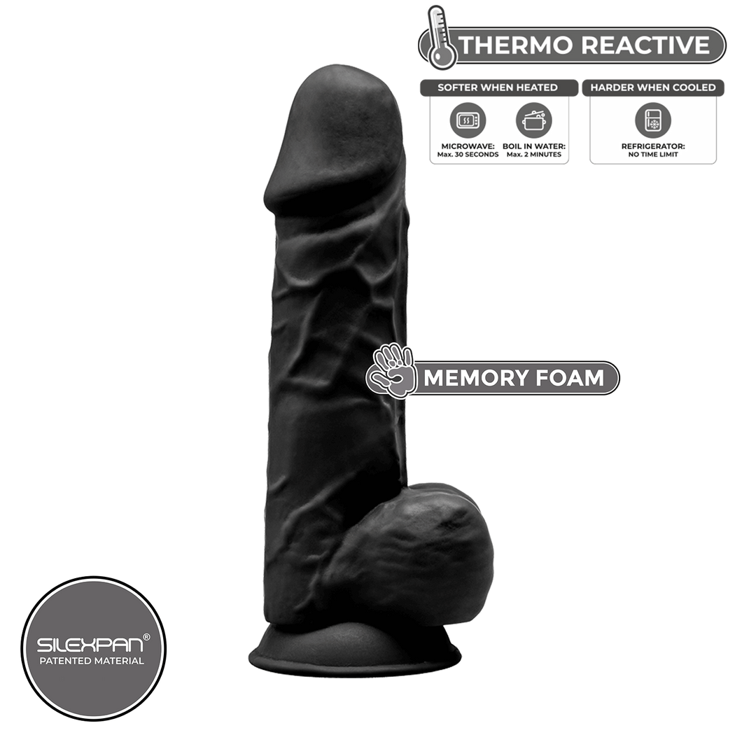 Dildo Realístico termo-reativo - 21.5cm - Preto - SilexD