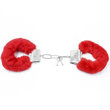 Carregar imagem no visualizador da galeria, Algemas de metal com pêlo - Vermelho - Fur Love Cuffs
