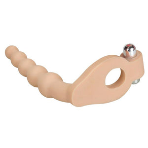 Strap-on para dupla penetração com anel viibratório  - 16 cm - The Ultra Soft Double