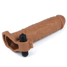 Carregar imagem no visualizador da galeria, Manga para pénis - com vibração - 19 cm - Mocha - Pleasure X-Tender - Lovetoy
