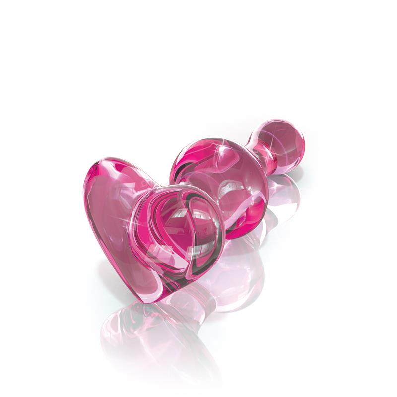 Plug anal em vidro - Coração - 9.9cm - Rosa - N0. 79 - Icicles