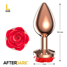 Carregar imagem no visualizador da galeria, Plug anal metálico com rosa vermelha - Red rosegold - L - Afterdark
