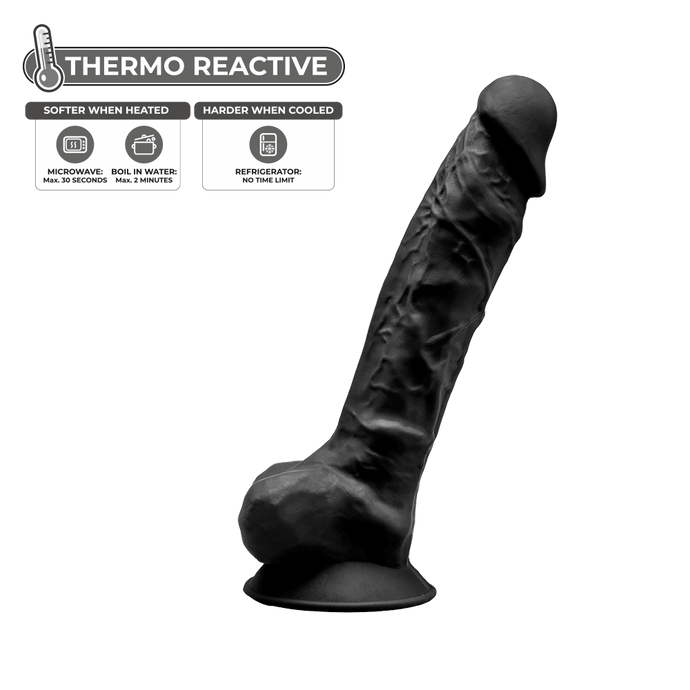 Dildo Realístico termo-reativo - 20cm - Preto - SilexD