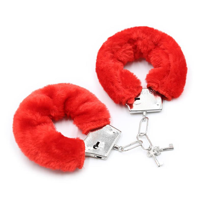 Algemas de metal com pêlo - Vermelho - Fur Love Cuffs