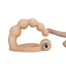 Carregar imagem no visualizador da galeria, Strap-on para dupla penetração com anel viibratório  - 16 cm - The Ultra Soft Double
