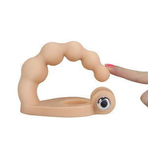 Strap-on para dupla penetração com anel viibratório  - 16 cm - The Ultra Soft Double