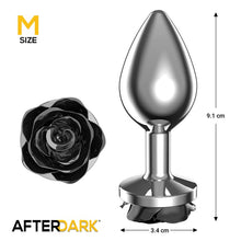 Carregar imagem no visualizador da galeria, Plug anal metálico com rosa preta - Black silver -  M - Afterdark
