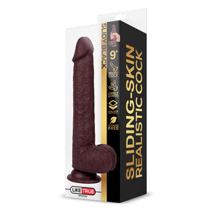 Dildo deslizante com dupla camada 9” - Castanho - 22.5cm - Slidy Black - Intoyou