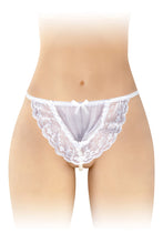 Carregar imagem no visualizador da galeria, Tanga em renda branca com pérolas - Katia - Fashion Secret
